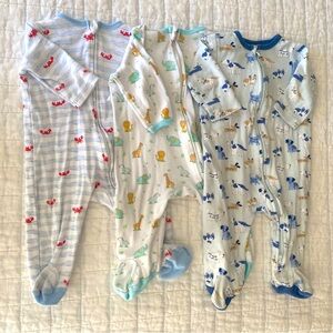Bundle of 3 Little Me Cotton Zip Onesies 6mo